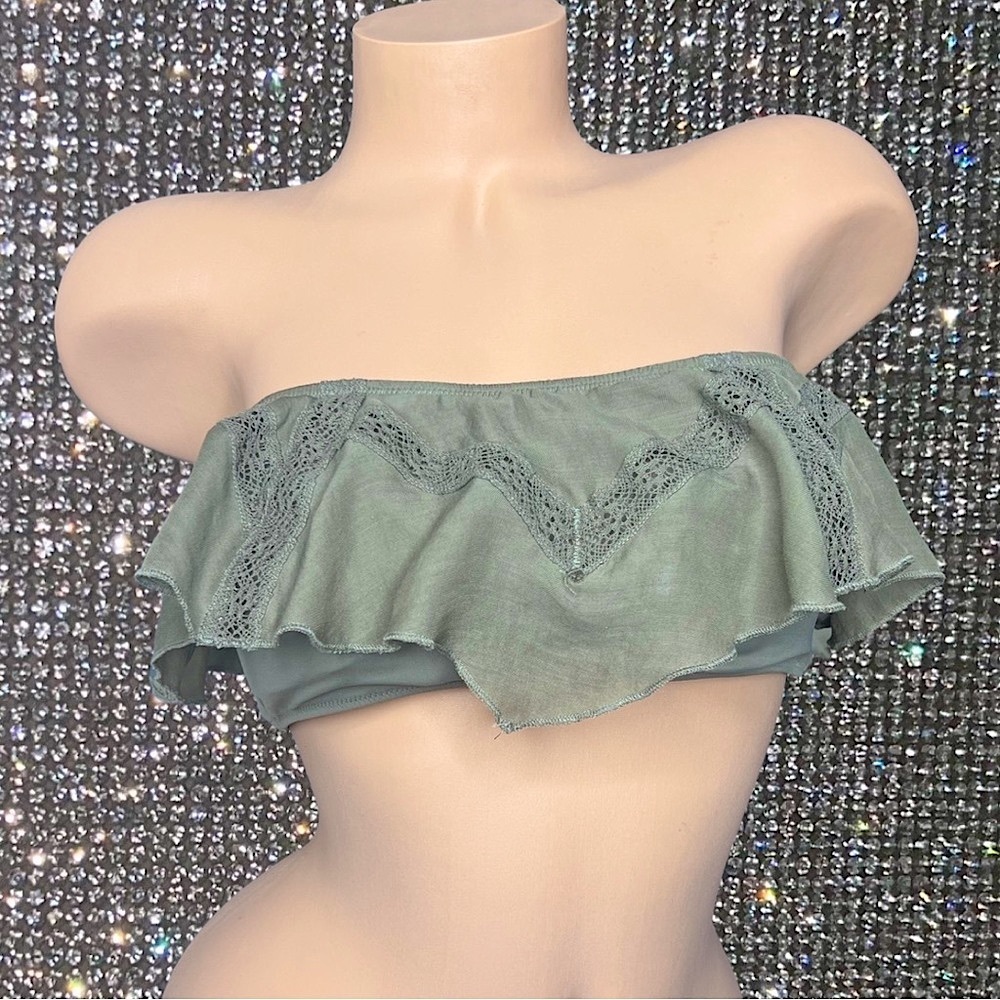 Victoria’s Secret bikini top boho olive army green flowy hippie bohemian vintage